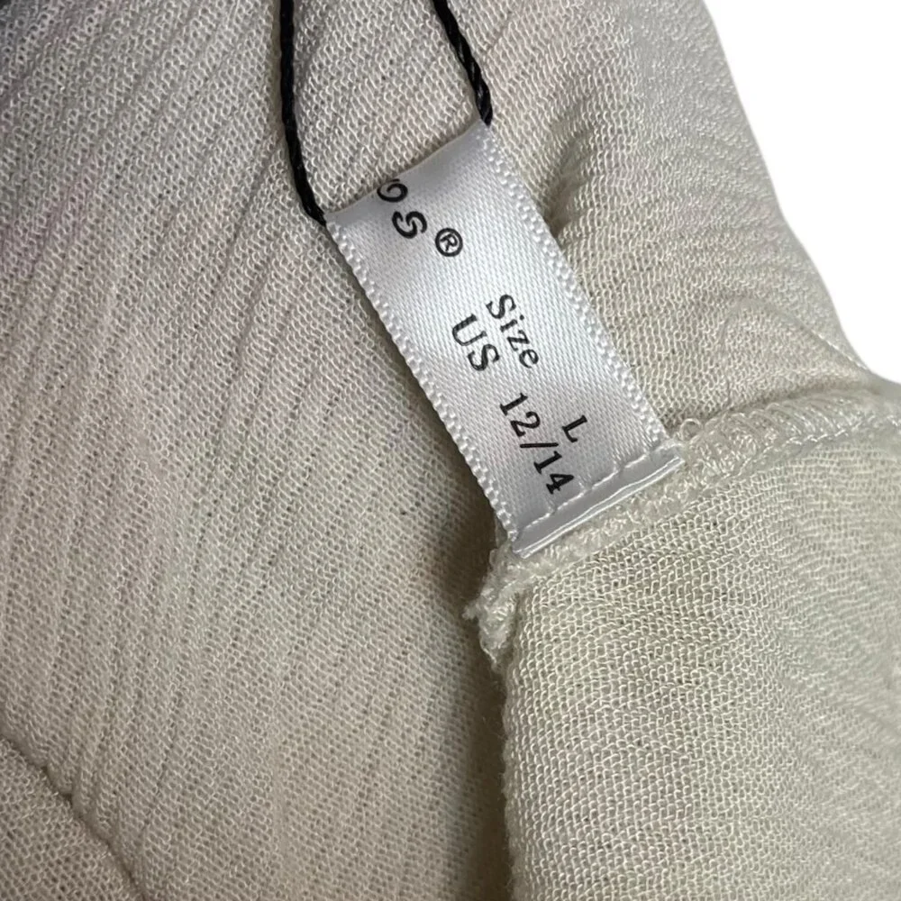 R. Vivimos Women's L Plunge Neck Tiered Tunic Dress Light Gray Angelic Fairycore